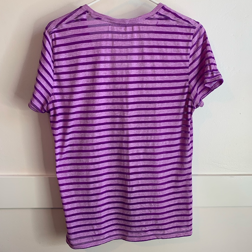 Under Armour Purple Striped V-Neck Short Sleeve Shirt - Picture 2 of 5